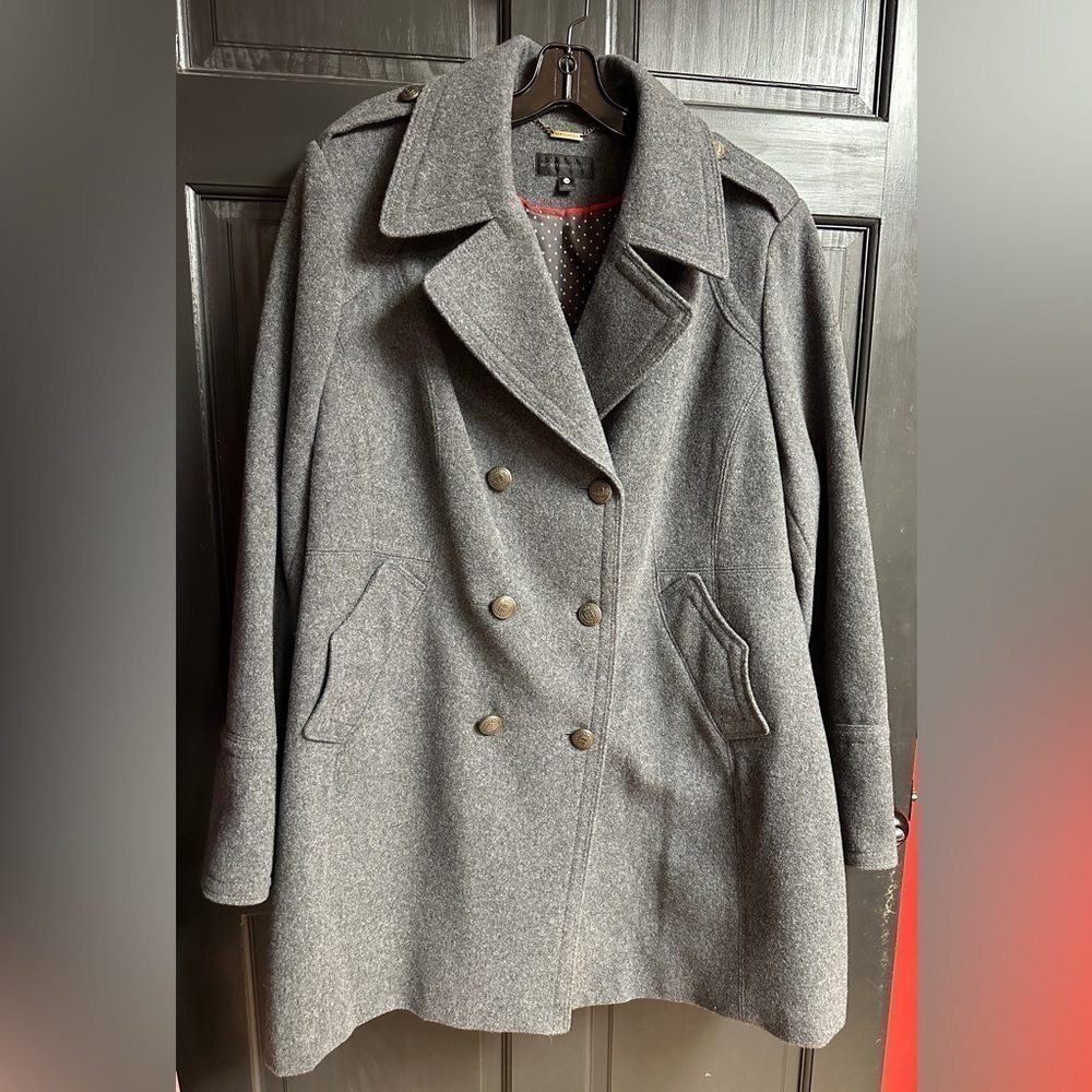 NWT Worthington Wool Blend Lined Pea Coat Medium Charcoal Gray Women’s Size 3X - Picture 1 of 10